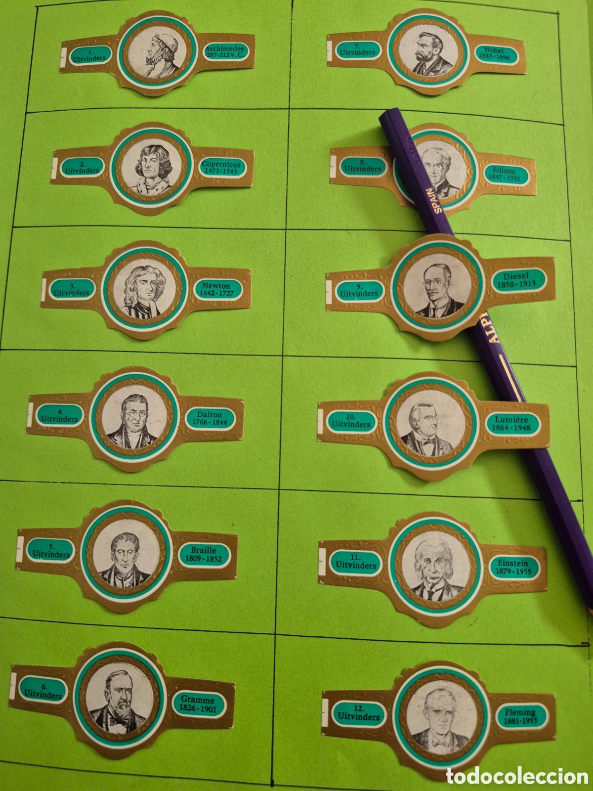 Otros art&iacute;culos de coleccionismo en papel: 12 VITOLAS UITVINDERS SERIE COMPLETA VERDE