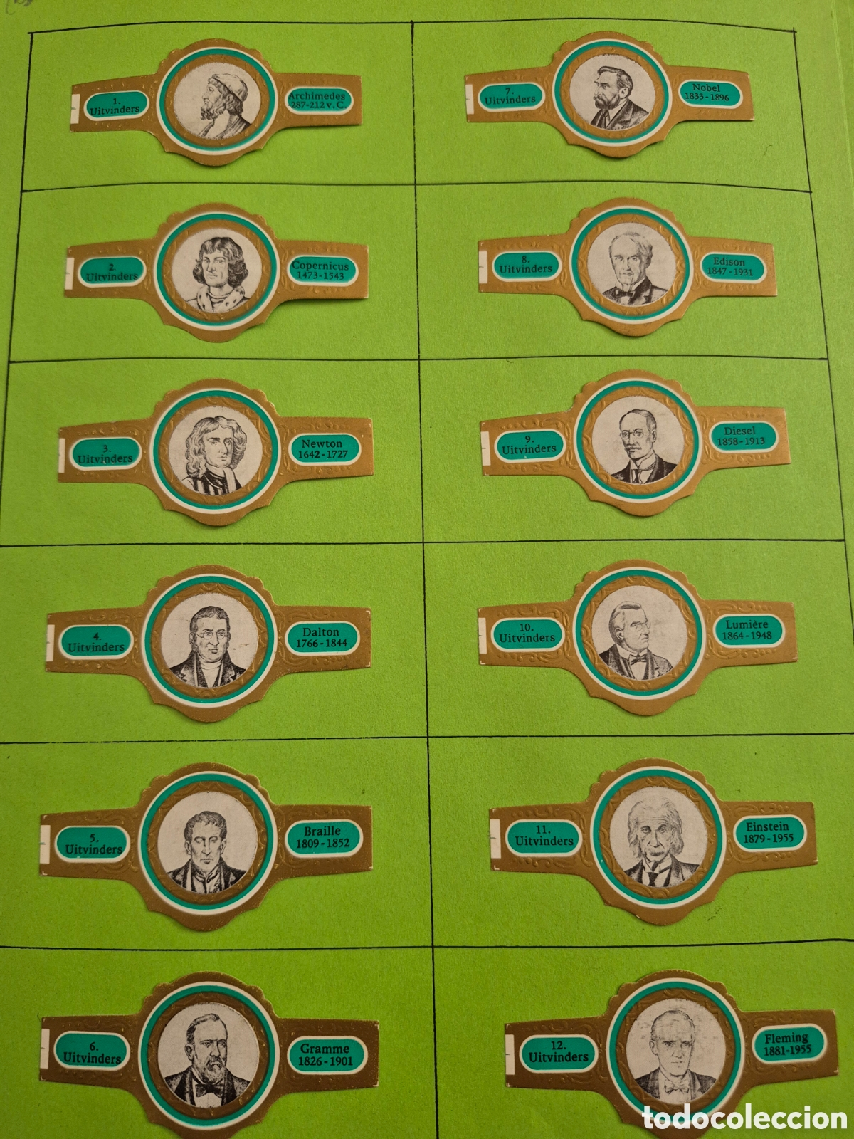 Otros art&iacute;culos de coleccionismo en papel: 12 VITOLAS UITVINDERS SERIE COMPLETA VERDE