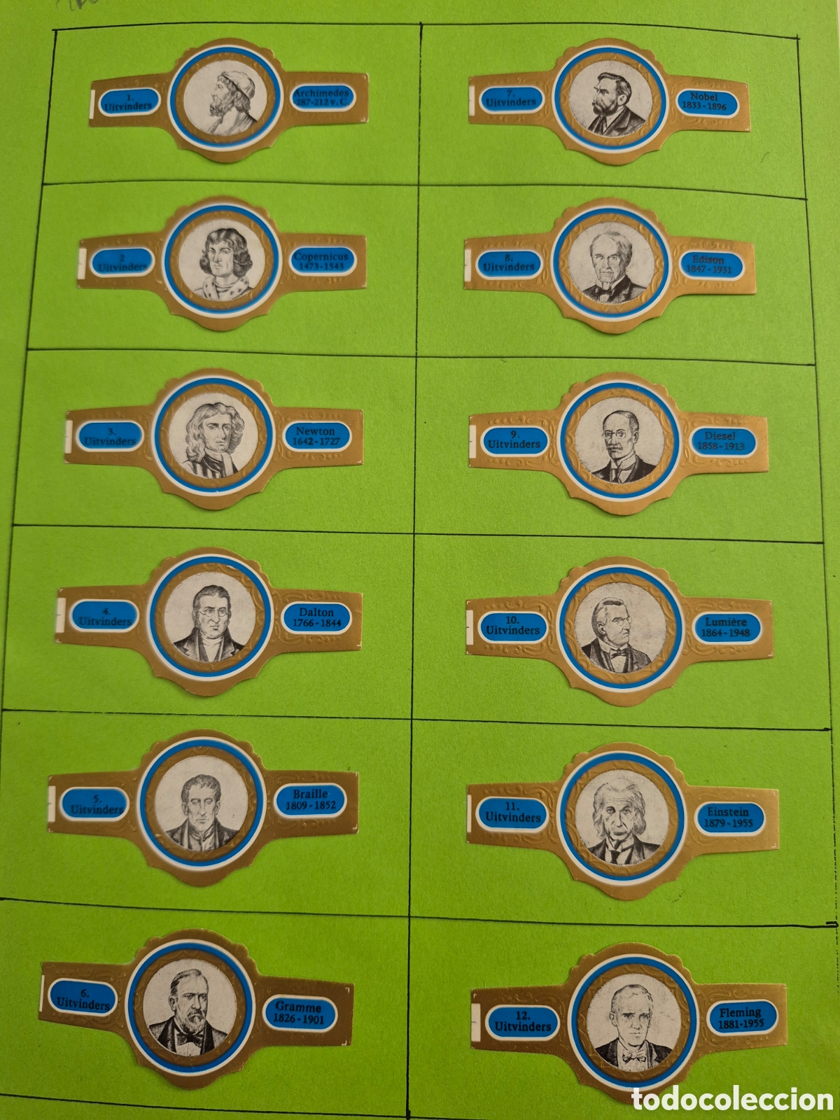 Otros art&iacute;culos de coleccionismo en papel: 12 VITOLAS UITVINDERS SERIE COMPLETA AZUL
