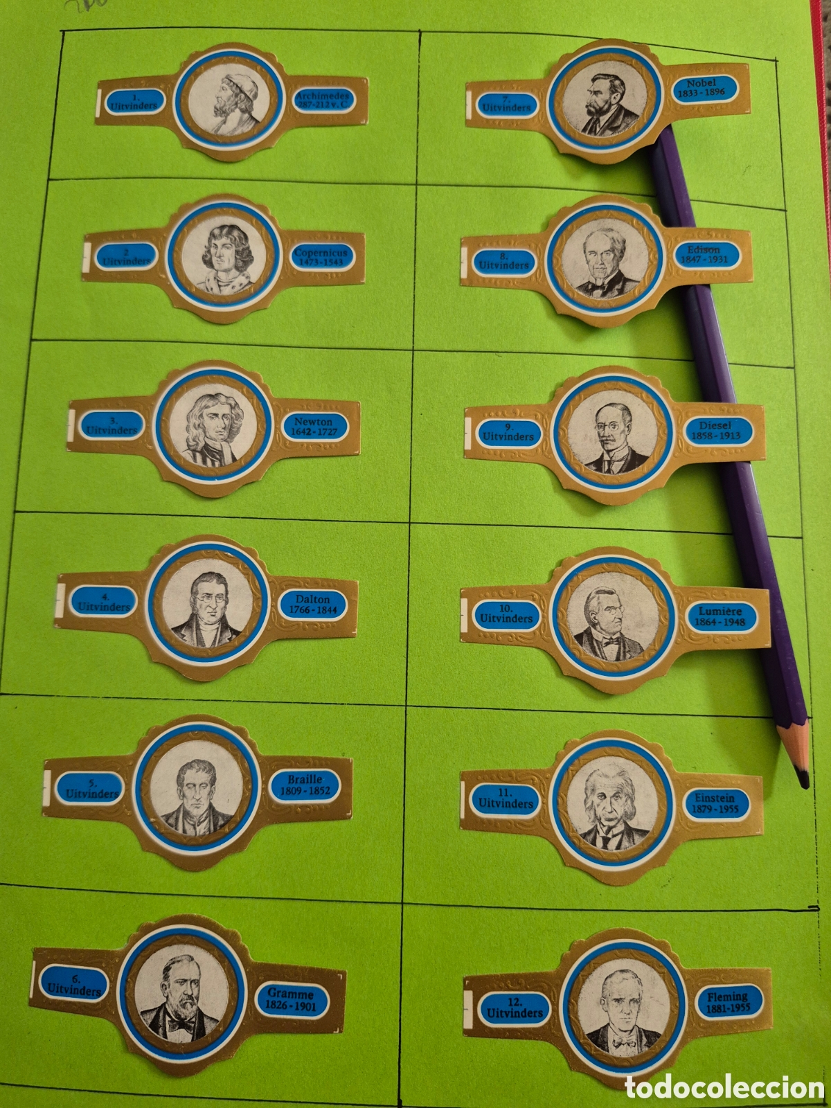Otros art&iacute;culos de coleccionismo en papel: 12 VITOLAS UITVINDERS SERIE COMPLETA AZUL