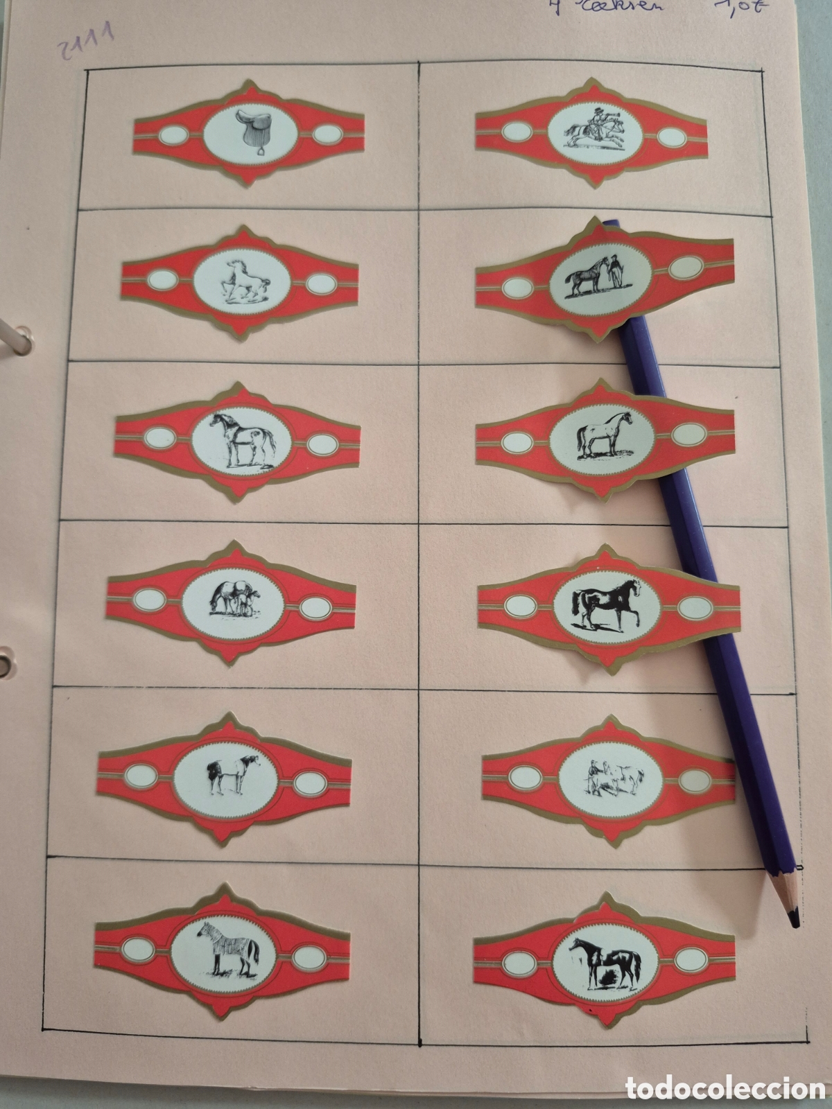 Otros art&iacute;culos de coleccionismo en papel: 12 VITOLAS CABALLOS SERIE COMPLETA ROJA