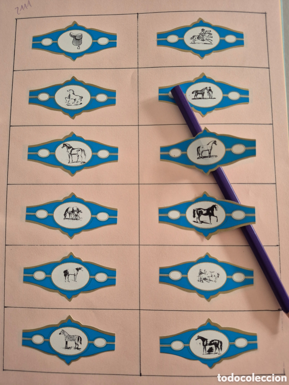 Otros art&iacute;culos de coleccionismo en papel: 2111 - 12 VITOLAS CABALLOS SERIE COMPLETA AZUL