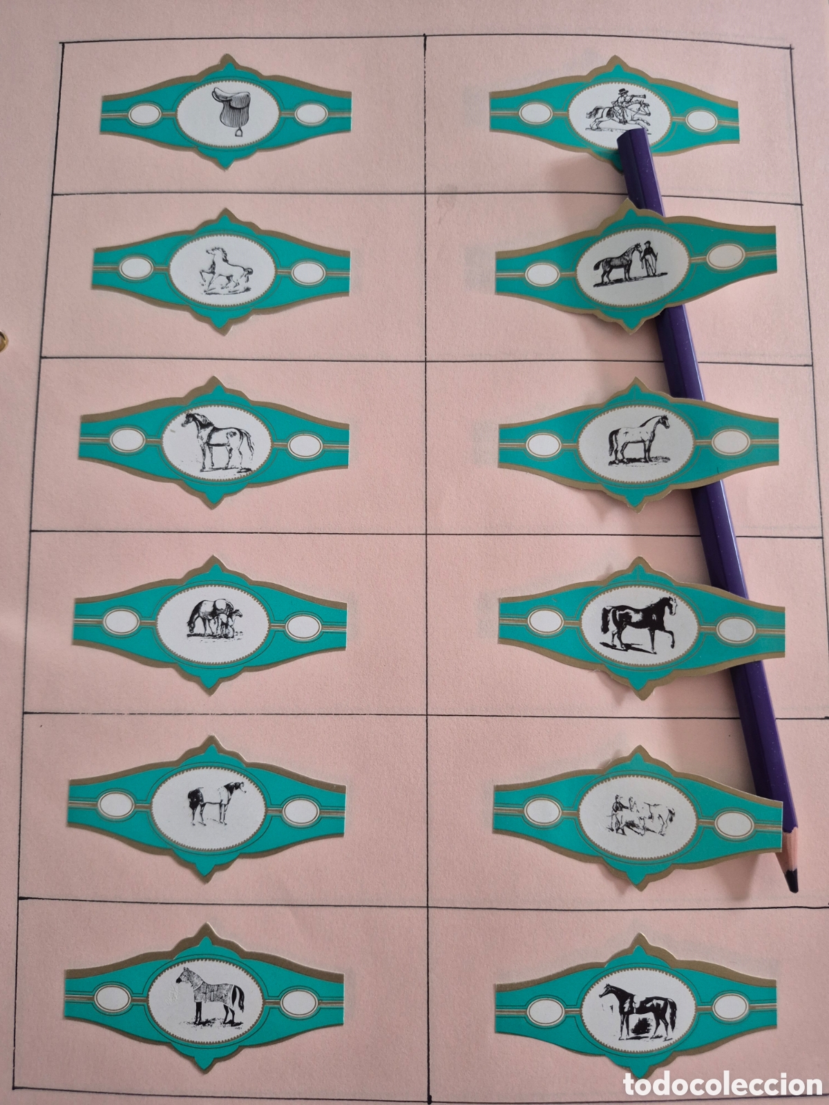 Otros art&iacute;culos de coleccionismo en papel: 2111 - 12 VITOLAS CABALLOS SERIE COMPLETA VERDE