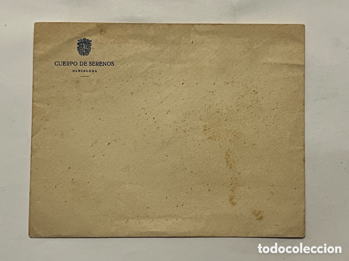 Otros art&iacute;culos de coleccionismo en papel: CUERPO DE SERENOS.. BARCELONA, Sobre sin circular (h.1930?) Med&iacute;das: 11,5 x 14,5 cm