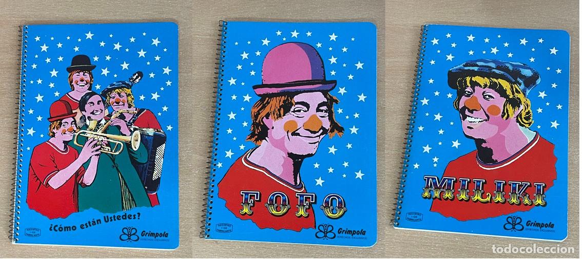 Otros art&iacute;culos de coleccionismo en papel: Lote 3 Cuadernos Escolares LOS PAYASOS DE LA TELE Fofo Miliki Gabi TVE Circo a&ntilde;os 70/80 Grimpola