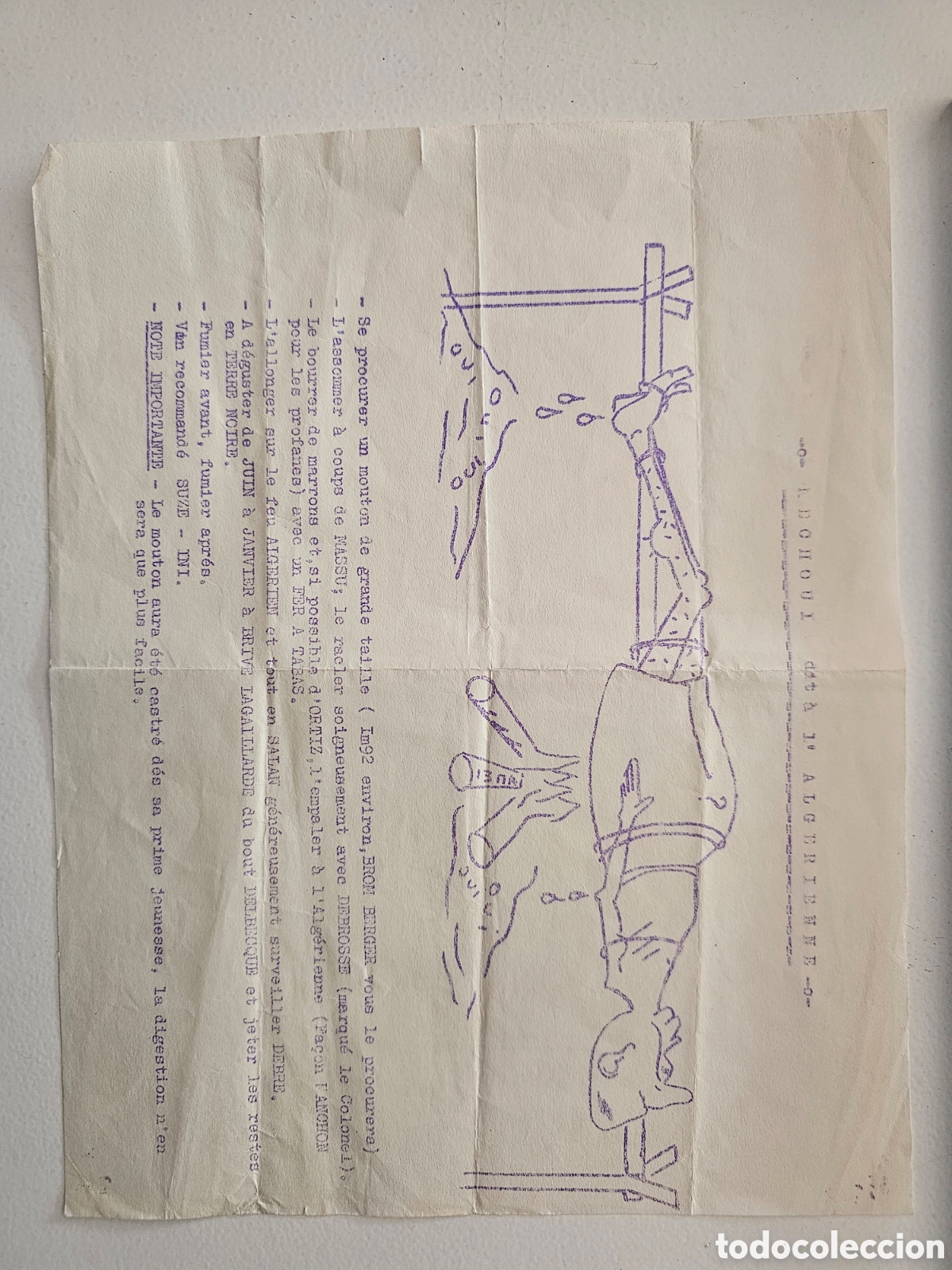 Otros art&iacute;culos de coleccionismo en papel: In&eacute;dito Panfleto Sat&iacute;rico Guerra de Argelia c. 1960 - &rdquo;Le Mechoui&rdquo; S&aacute;tira Pol&iacute;tica en Franc&eacute;s