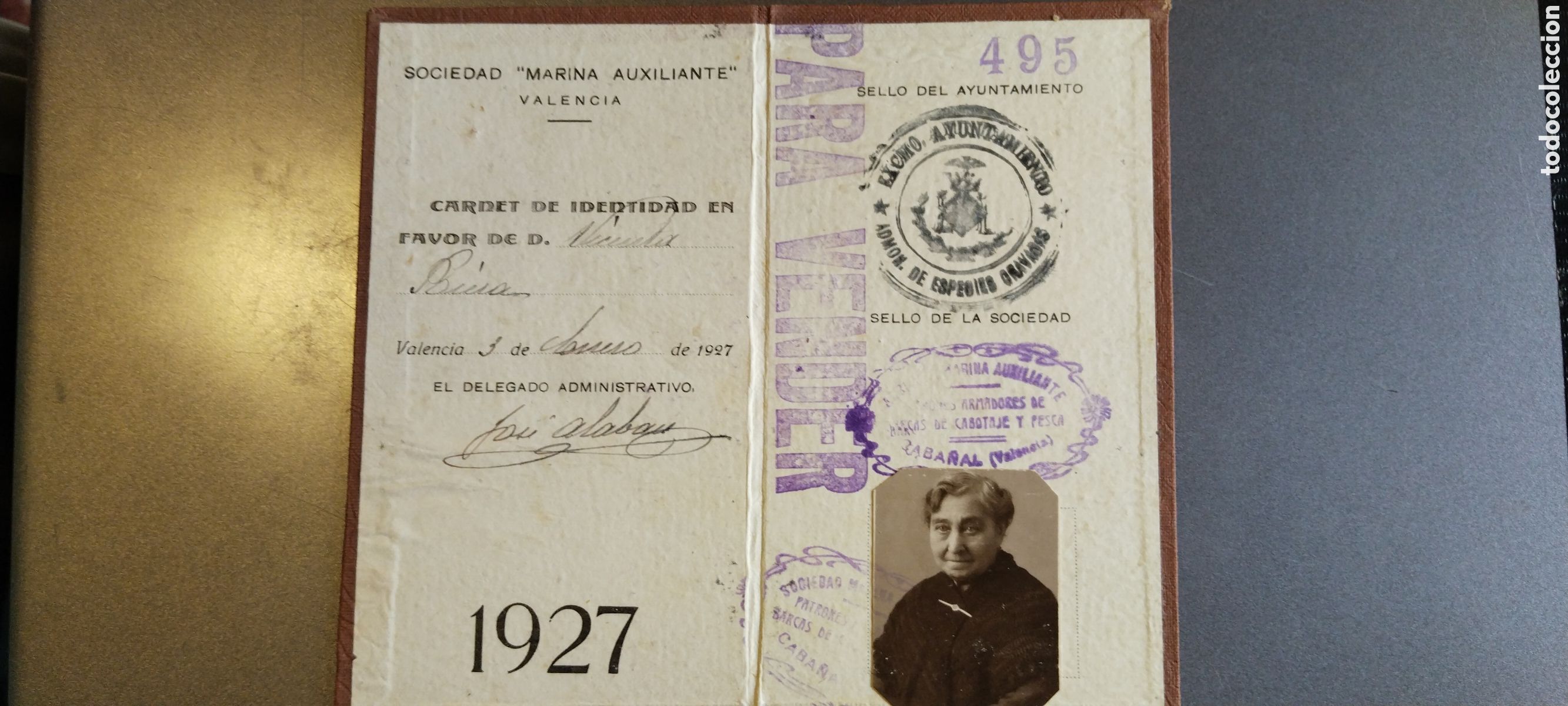 Otros art&iacute;culos de coleccionismo en papel: SOCIEDAD &rdquo;MARIA AUXILIANTE&rdquo; CABA&Ntilde;AL,VALENCIA 1927,CARNET PARA VENDER