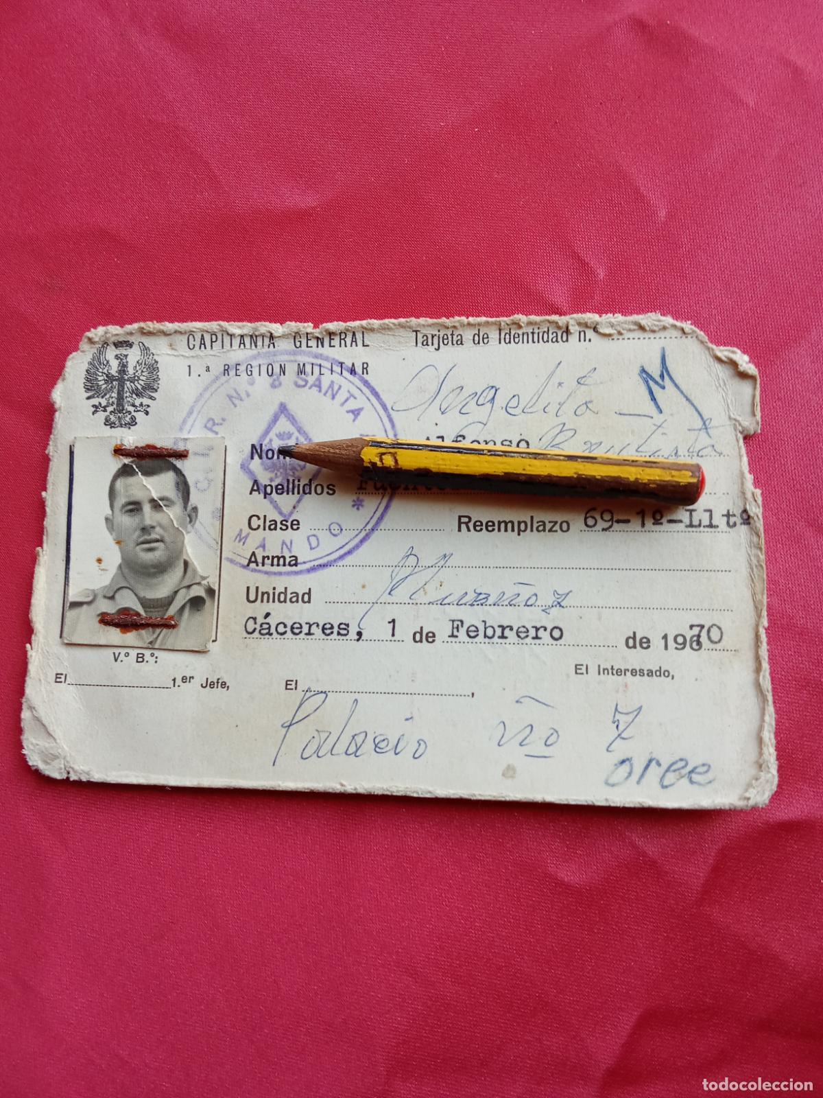 Otros art&iacute;culos de coleccionismo en papel: Tarjeta de identidad militar a&ntilde;os 70 P.1388