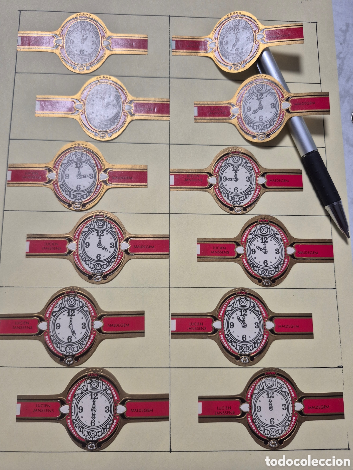 Otros art&iacute;culos de coleccionismo en papel: 12 VITOLAS LUCIEN JANSSENS RELOJES SERIE COMPLETA BLANCA