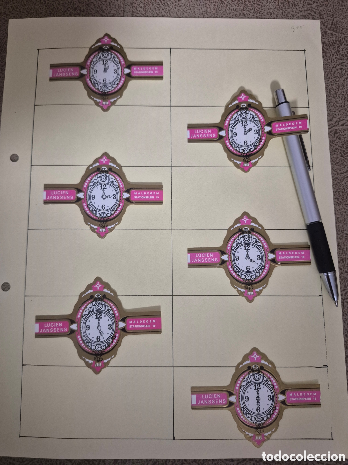 Otros art&iacute;culos de coleccionismo en papel: 12 VITOLAS LUCIEN JANSSENS RELOJES SERIE COMPLETA ROSA