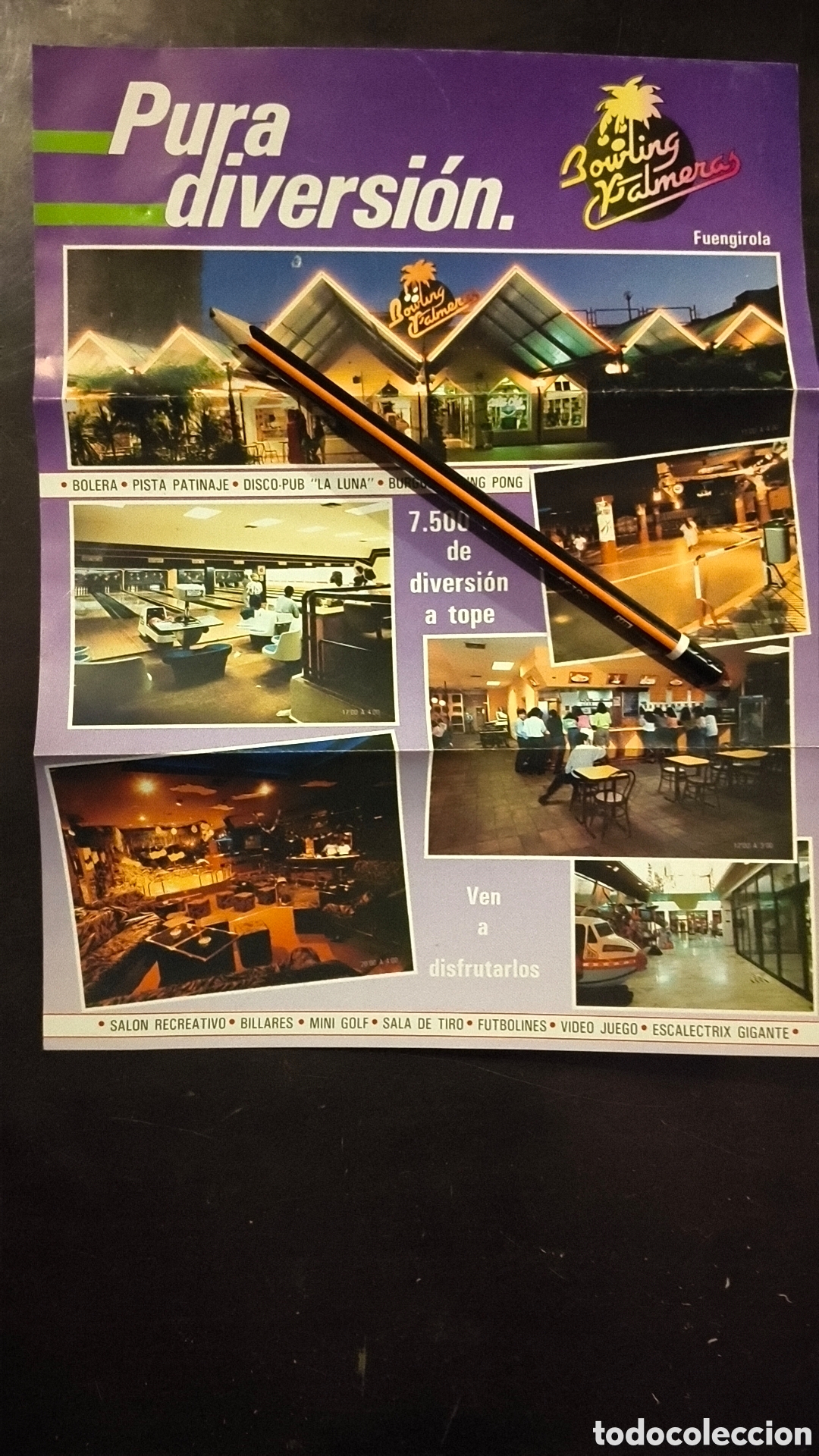 Otros art&iacute;culos de coleccionismo en papel: Vieja publicidad de bowling palmeras Fuengirola M&aacute;laga Andaluc&iacute;a
