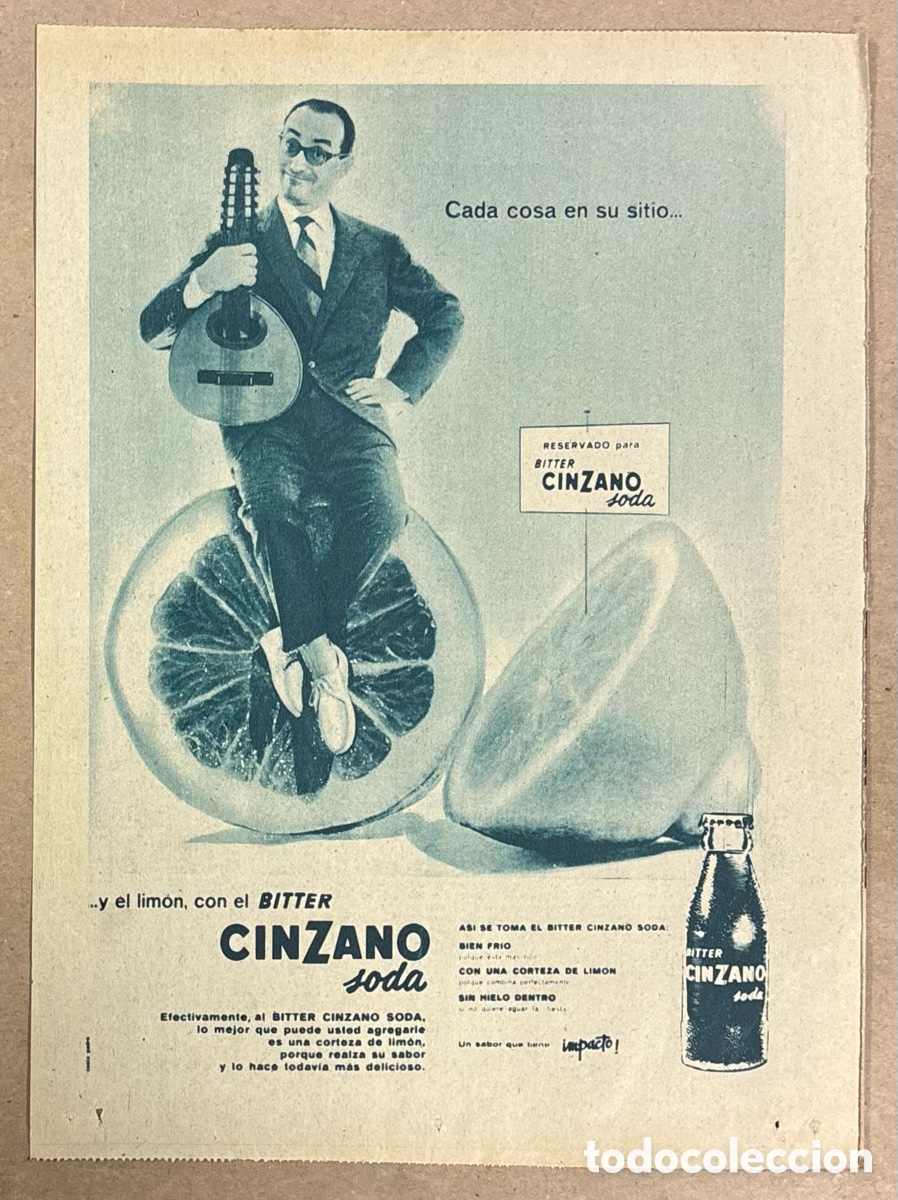 Otros art&iacute;culos de coleccionismo en papel: BITTER CINZANO SODAL MASRID. ANUNCIO PUBLICITARIO PERI&Oacute;DICO ABC A&Ntilde;OS 1956.