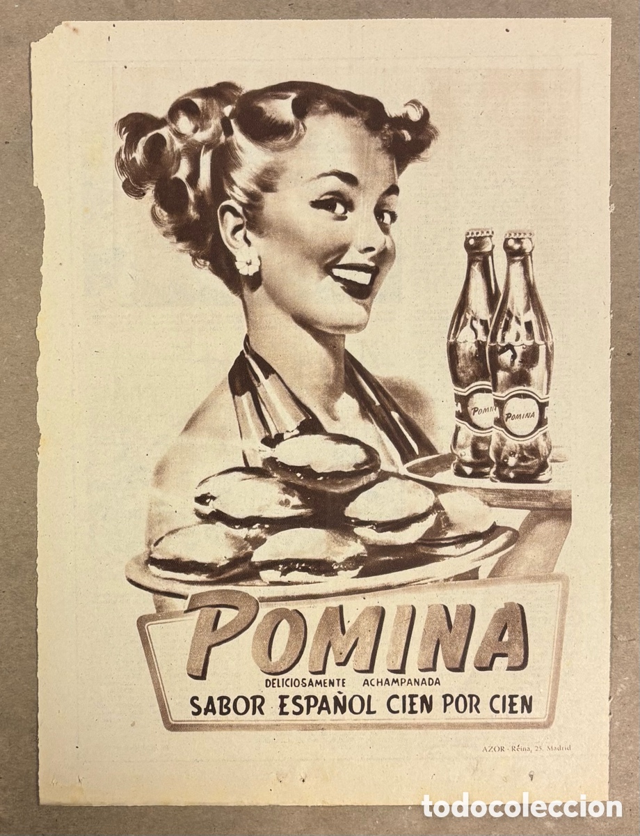 Otros art&iacute;culos de coleccionismo en papel: POMINA, BEBIDA ESPUMOSA DE MANZANA. ANUNCIO PUBLICITARIO PERI&Oacute;DICO ABC A&Ntilde;O 1956.