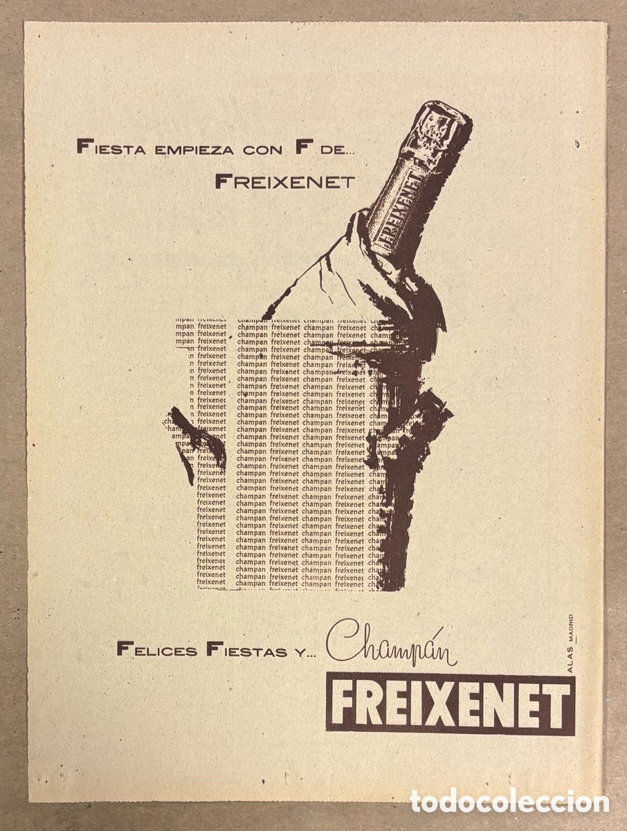 Otros art&iacute;culos de coleccionismo en papel: CHAMP&Aacute;N FREIXENET. ANUNCIO PUBLICITARIO PERI&Oacute;DICO ABC A&Ntilde;O 1955.