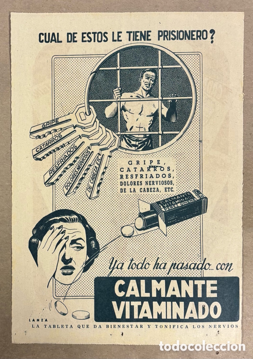 Otros art&iacute;culos de coleccionismo en papel: CALMANTE VITAMINADOz ANUNCIO PUBLICITARIO PERI&Oacute;DICO ABC A&Ntilde;O 1955. LABORATORIOS P&Eacute;REZ GIM&Eacute;NEZ
