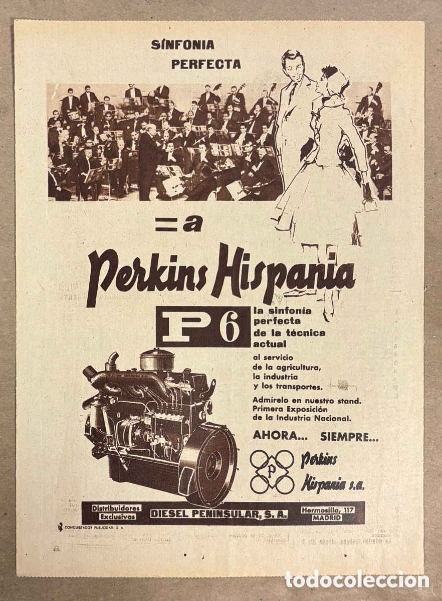 Otros art&iacute;culos de coleccionismo en papel: MOTORES PERKINS HISPANIA P6..ANUNCIO PUBLICITARIO PERI&Oacute;DICO ABC A&Ntilde;O 1957
