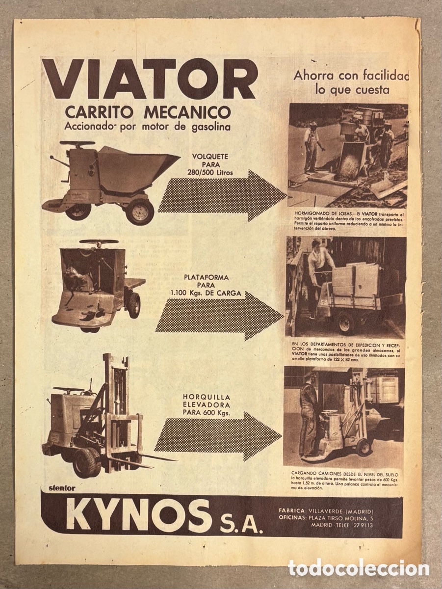Otros art&iacute;culos de coleccionismo en papel: VIATOR CARRITO MEC&Aacute;NICO..ANUNCIO PUBLICITARIO PERI&Oacute;DICO ABC A&Ntilde;O 1957. KYNOS S.A..