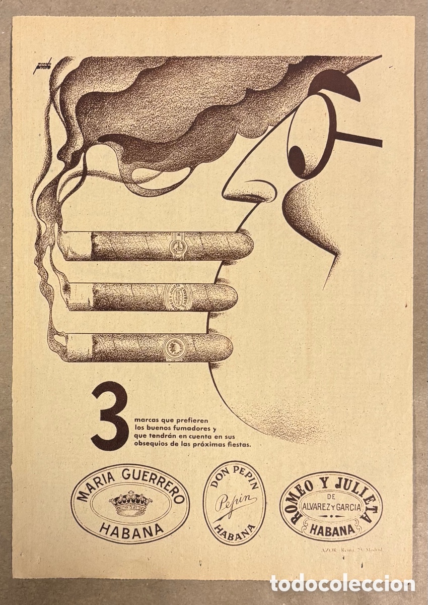 Otros art&iacute;culos de coleccionismo en papel: PUROS HABANOS ROMEO Y JULIETA, DON PEPIN..ANUNCIO PUBLICITARIO PERI&Oacute;DICO ABC A&Ntilde;O 1956.