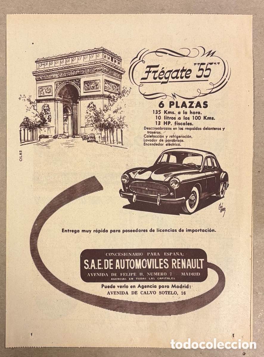 Otros art&iacute;culos de coleccionismo en papel: RENAULT FR&Eacute;GATE &ldquo;55&rdquo; 6 PLAZASz ANUNCIO PUBLICITARIO PERI&Oacute;DICO ABC A&Ntilde;O 1955.