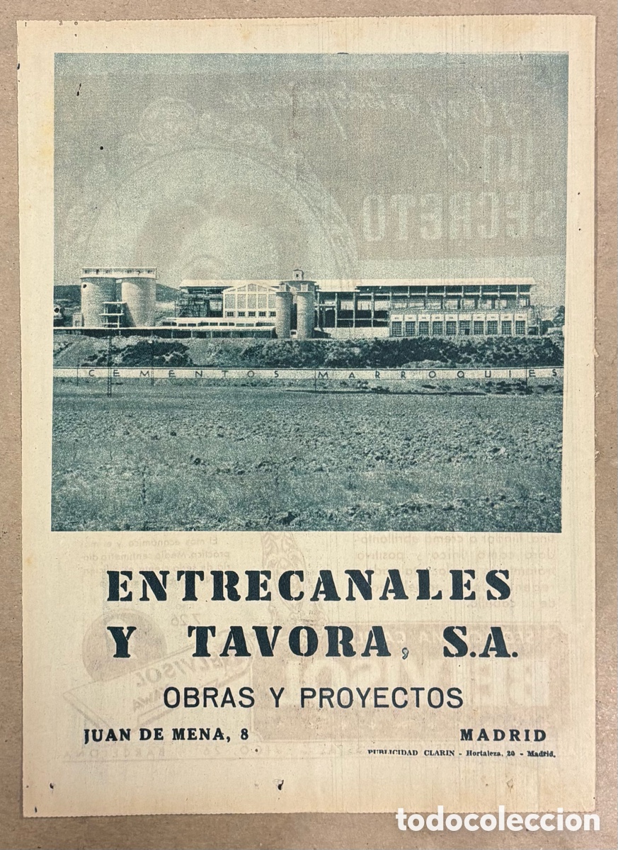 Otros art&iacute;culos de coleccionismo en papel: CEMENTOS MARROQU&Iacute;ES POR ENTRECANALES Y TAVORDA. ANUNCIO PUBLICITARIO PERI&Oacute;DICO ABC A&Ntilde;O 1961