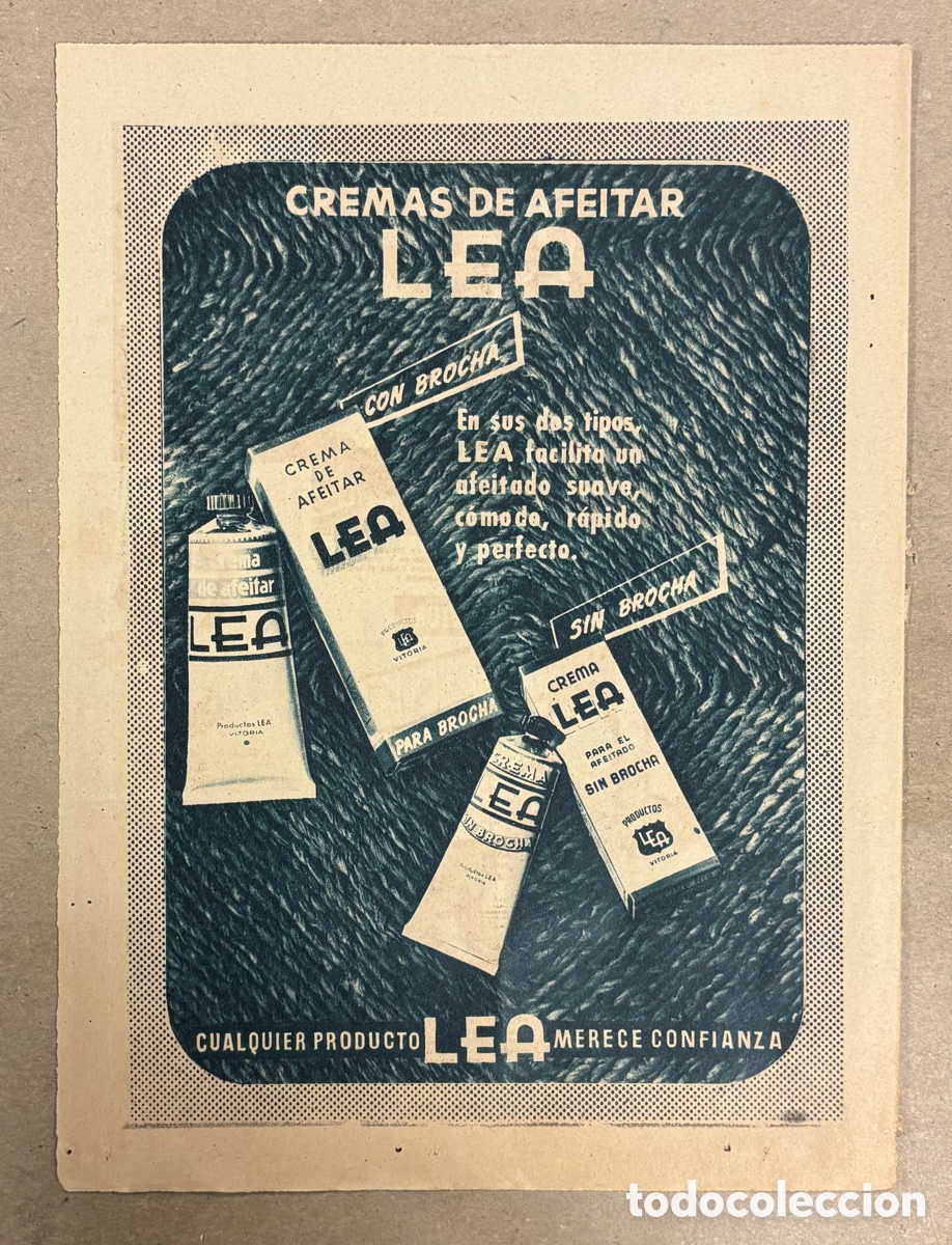 Otros art&iacute;culos de coleccionismo en papel: CREMA DE AFEITAR LEA. ANUNCIO PUBLICITARIO PERI&Oacute;DICO ABC A&Ntilde;O 1955.