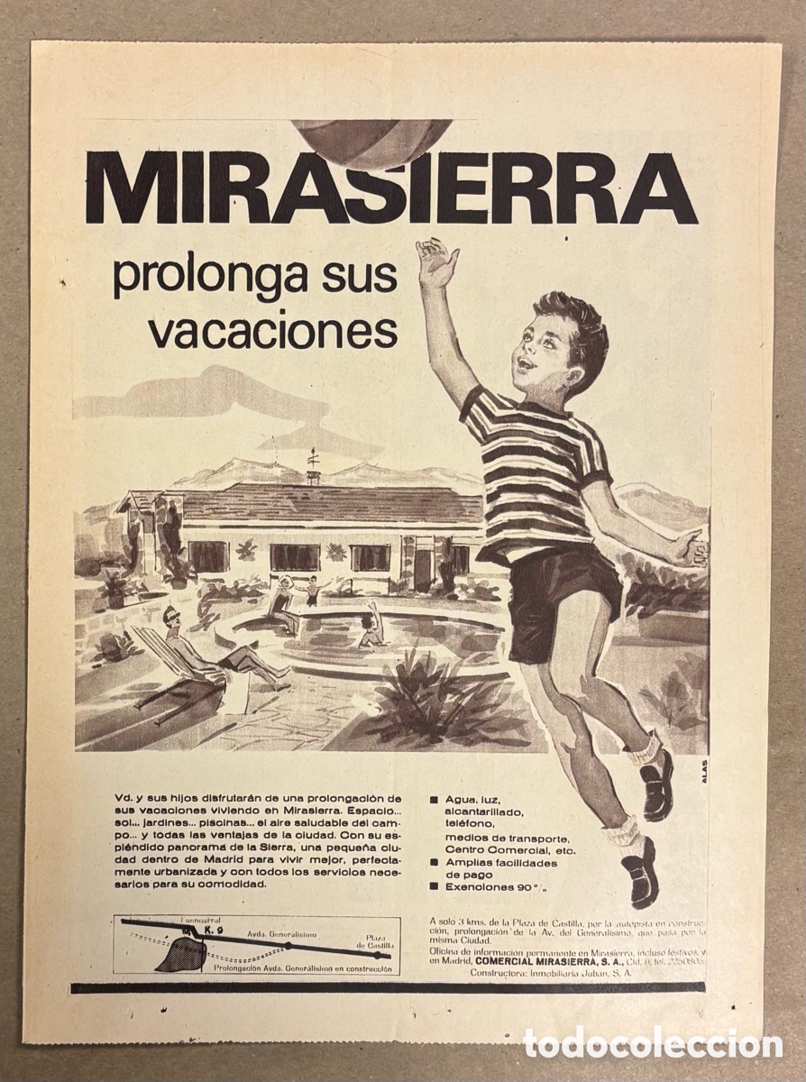 Otros art&iacute;culos de coleccionismo en papel: COLONIA RESIDENCIAL MIRASIERRA (MADRID).. ANUNCIO PUBLICITARIO PERI&Oacute;DICO ABC A&Ntilde;O 1963.