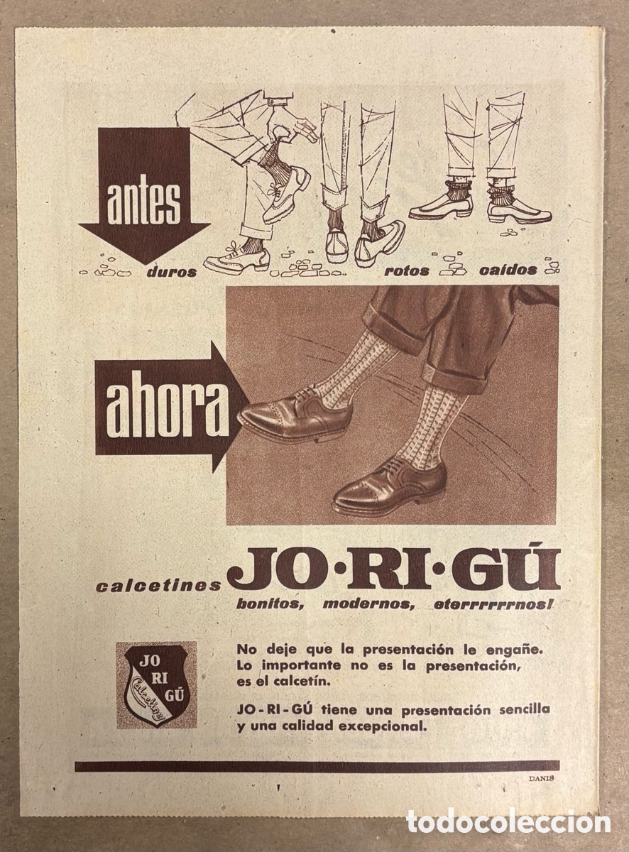 Otros art&iacute;culos de coleccionismo en papel: CALCETINES JO-RI-G&Uacute;.. ANUNCIO PUBLICITARIO PERI&Oacute;DICO ABC A&Ntilde;O 1958..