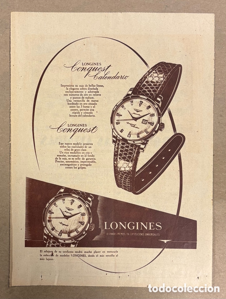 Otros art&iacute;culos de coleccionismo en papel: RELOJ LONGINES CONQUEST CALENDARIO. ANUNCIO PUBLICITARIO PERI&Oacute;DICO ABC A&Ntilde;O 1958..