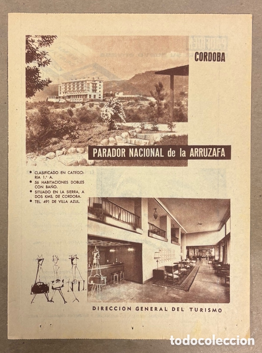 Otros art&iacute;culos de coleccionismo en papel: PARADOR NACIONAL DE LA ARRUZAFA (C&Oacute;RDOBA). ANUNCIO PUBLICITARIO PERI&Oacute;DICO ABC A&Ntilde;O 1958