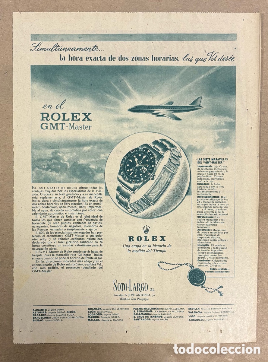 Otros art&iacute;culos de coleccionismo en papel: RELOJ ROLEX GMT - MASTER. ANUNCIO PUBLICITARIO PERI&Oacute;DICO ABC A&Ntilde;O 1959..