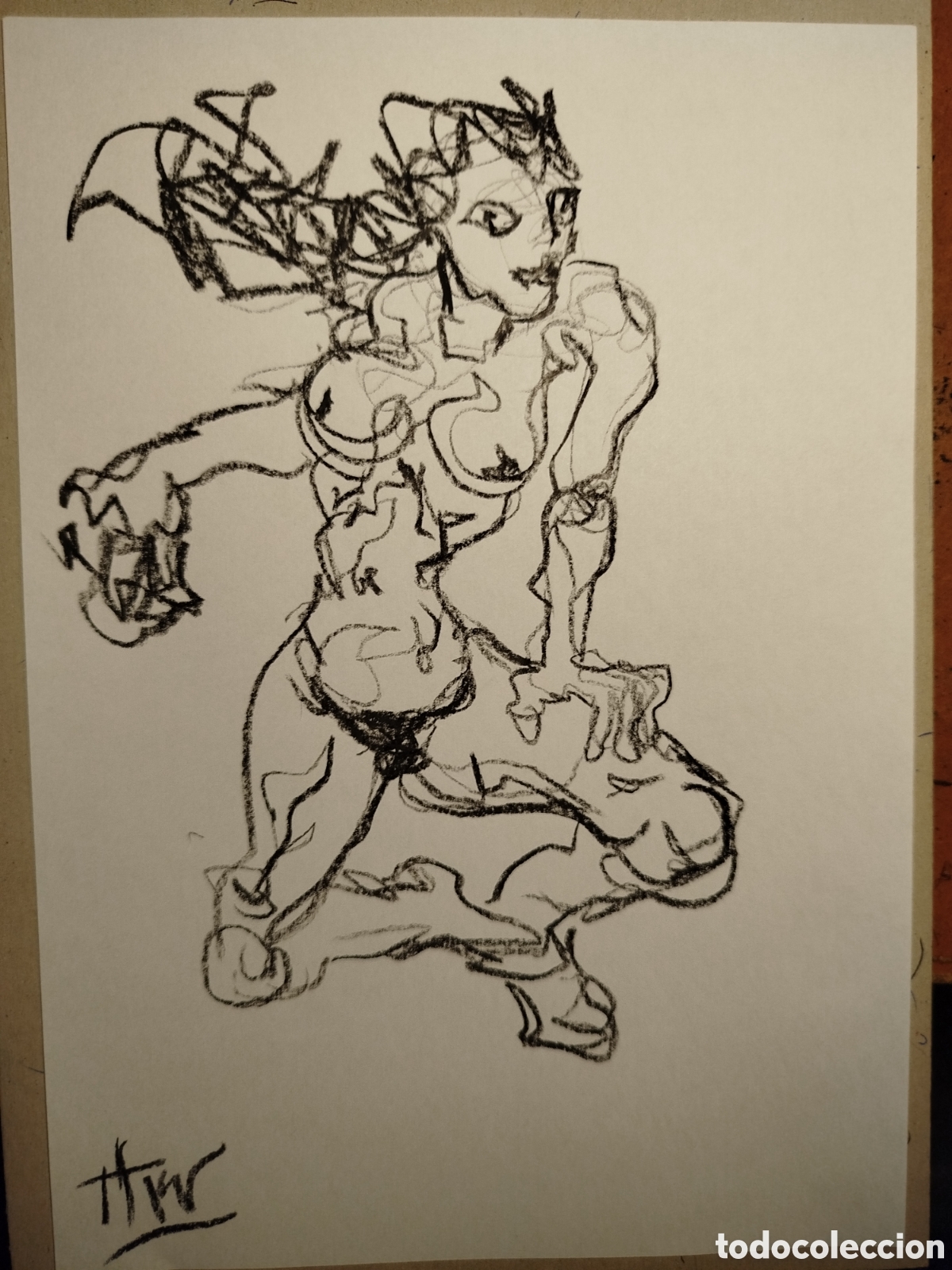 Otros art&iacute;culos de coleccionismo en papel: Desnudo femenino dibujo original