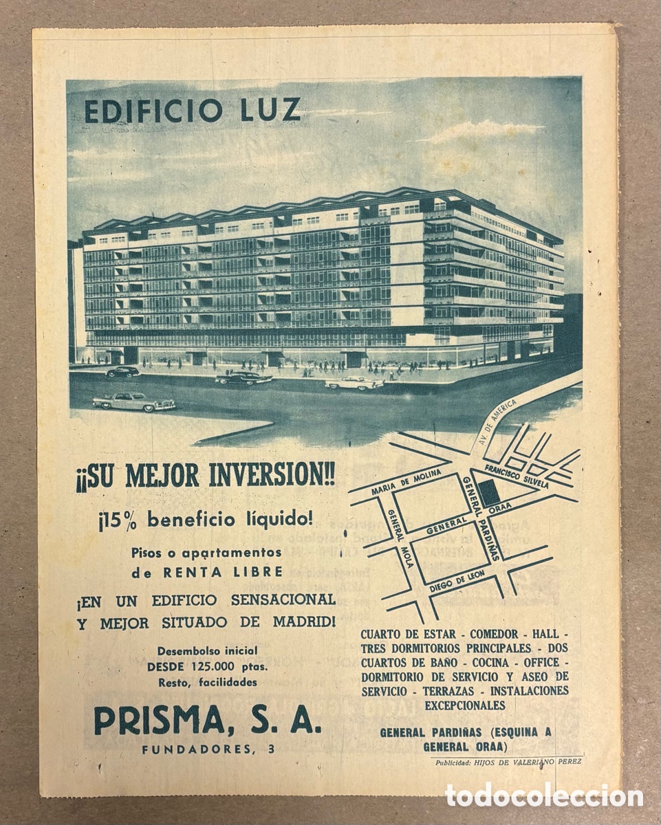 Otros art&iacute;culos de coleccionismo en papel: PROMOCI&Oacute;N VIVIENDAS EDIFICIO LUZ. ANUNCIO PUBLICITARIO PERI&Oacute;DICO ABC A&Ntilde;O 1959.