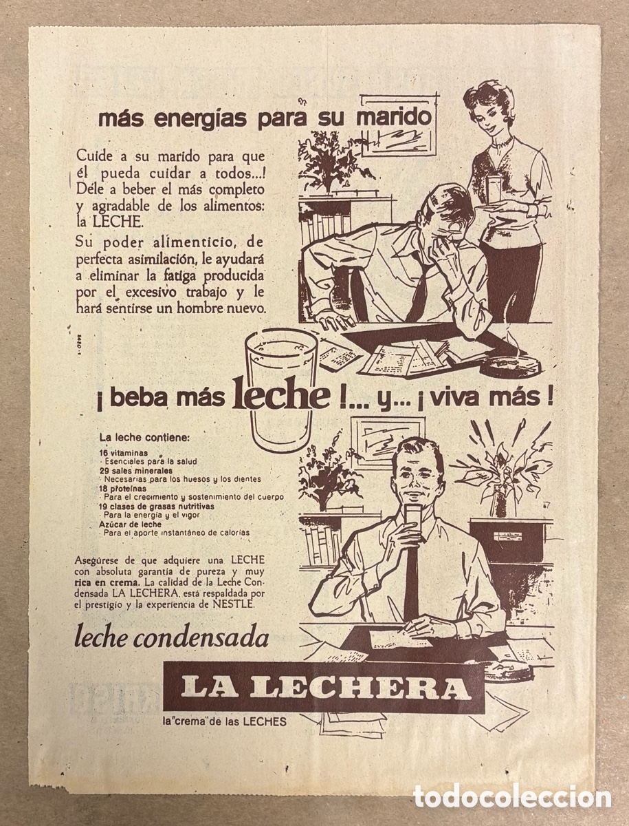 Otros art&iacute;culos de coleccionismo en papel: LECHE CONDENSADA LA LECHERA. ANUNCIO PUBLICITARIO PERI&Oacute;DICO ABC A&Ntilde;O 1959.