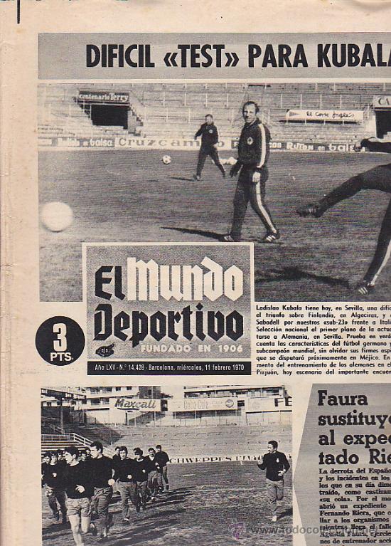 Sammelleidenschaft Sport: PERIODICO DEPORTIVO MUNDO DEPORTIVO 11-2-70