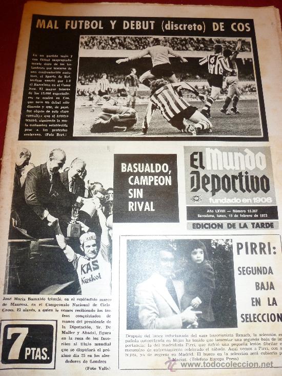 Coleccionismo deportivo: MUNDO DEPORTIVO-(19-2-1973) BAR&Ccedil;A - FEYENNORD