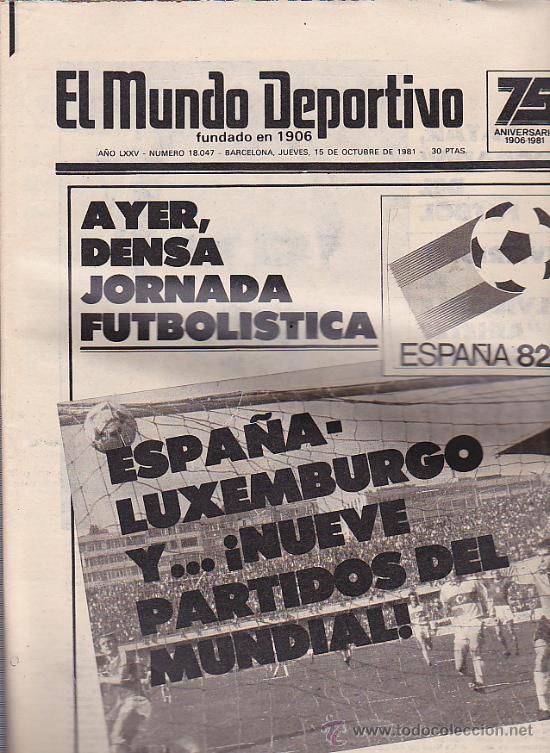 Sammelleidenschaft Sport: EL MUNDO DEPORTIVO 15-10-1981