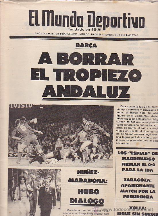 Sammelleidenschaft Sport: EL MUNDO DEPORTIVO 10-9-1983