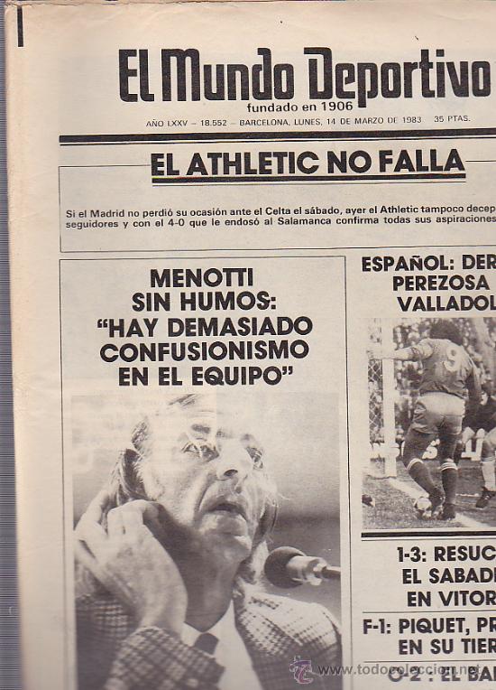 Sammelleidenschaft Sport: EL MUNDO DEPORTIVO 14-3-1983