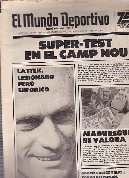 Sports collectibles: EL MUNDO DEPORTIVO 31-10-1981