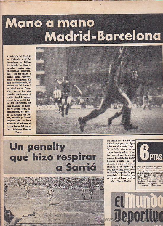 Sports collectibles: EL MUNDO DEPORTIVO 20-3-1972