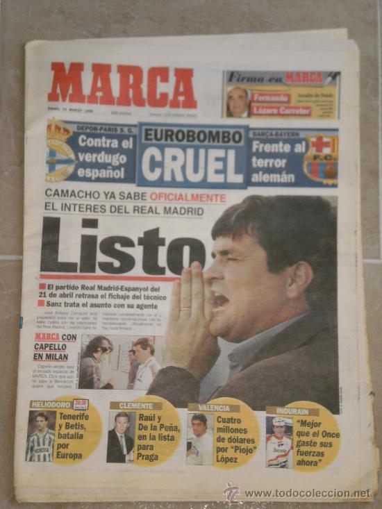 Coleccionismo deportivo: PERIODICO MARCA , 23 DE MARZO 1996 . - Foto 1
