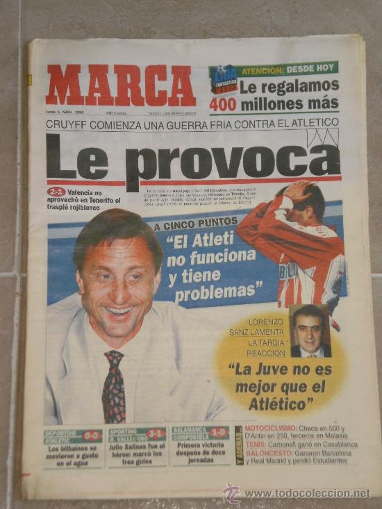 Coleccionismo deportivo: PERIODICO MARCA , 1 DE ABRIL 1996 . - Foto 1