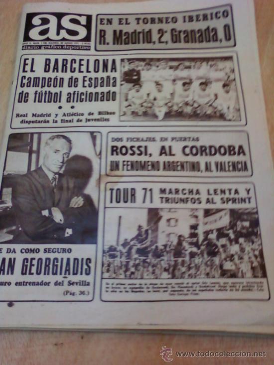 Coleccionismo deportivo: DIARIO AS .28 DE JUNIO 1971 - Foto 1