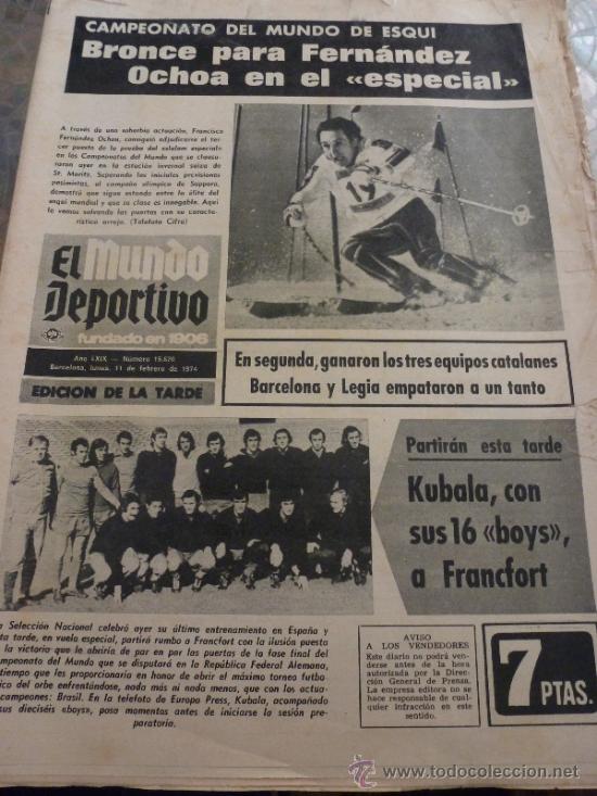 Coleccionismo deportivo: MUNDO DEPORTIVO(11-2-74)-BARCELONA-LEGIA Y SAN ANDR&Eacute;S-RAYO VALLECANO