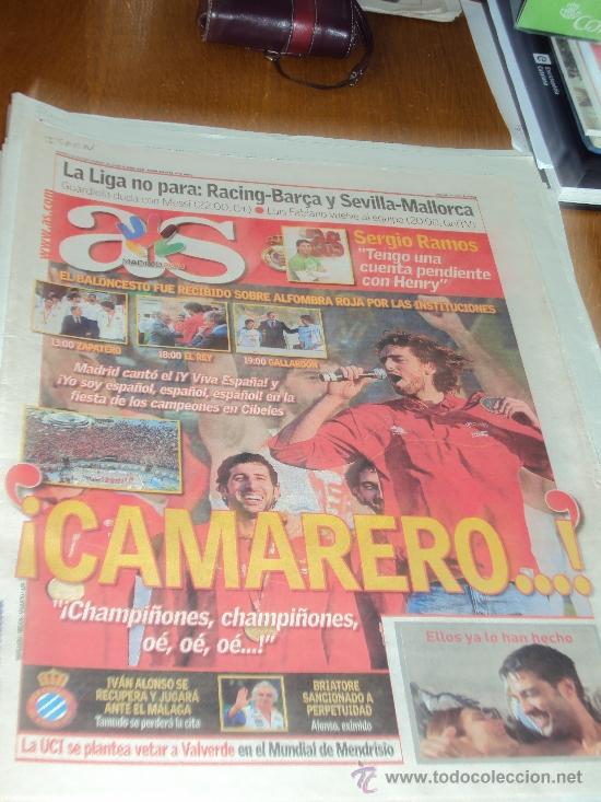 Coleccionismo deportivo: AS. Eurobasquet. Camarero. - Foto 1