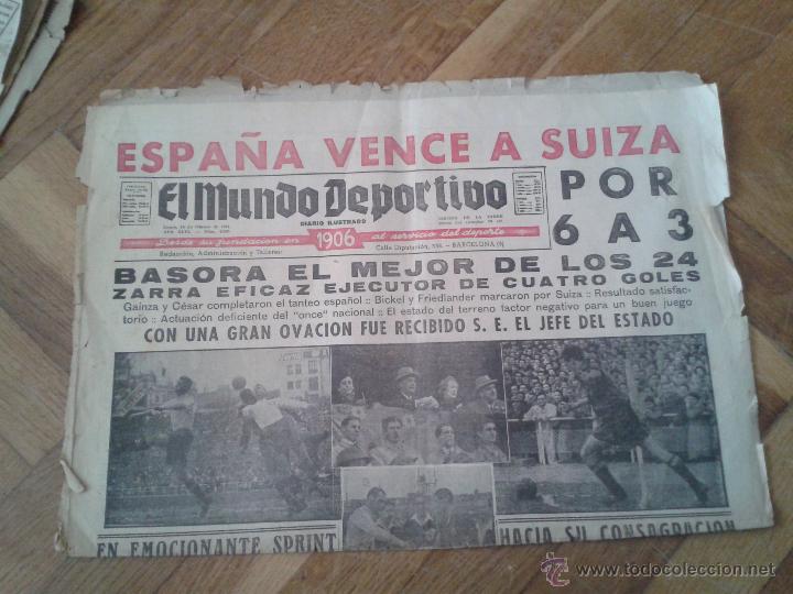 Sports collectibles: El Mundo Deportivo 19-2-1951 4 pag Selecci&oacute;n espa&ntilde;ola f&uacute;tbol Espa&ntilde;a 6 Suiza 3 Zarra 4 goles