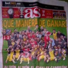 Coleccionismo deportivo: DIARIO AS ATLETICO DE MADRID CAMPEON LIGA 2014 AL BARCELONA. Lote 47736389