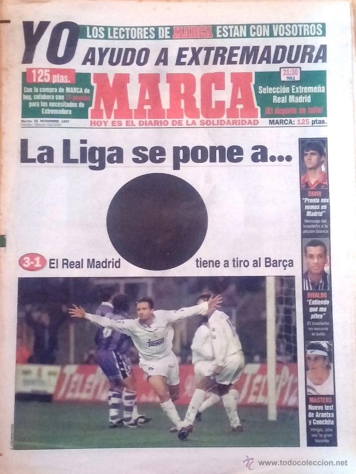 MARCA. 1997. LA LIGA SE PONE A .... EL REAL MADRID TIENE A TIRO AL BARÇA (Coleccionismo Deportivo - Revistas y Periódicos - Marca)