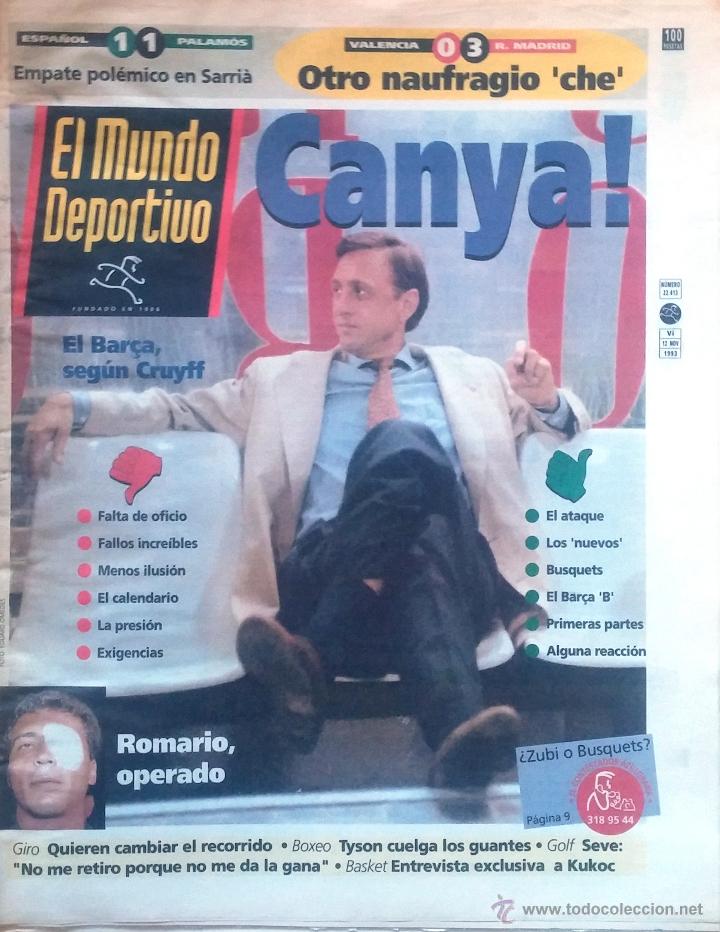 Sports collectibles: MUNDO DEPORTIVO. 1993. CANYA! EL BAR&Ccedil;A SEG&Uacute;N CRUYFF.