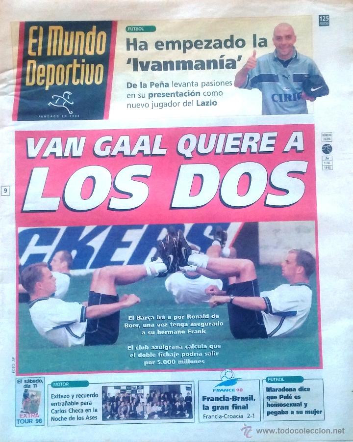 Colecionismo desportivo: MUNDO DEPORTIVO. 1998. VAN GAAL QUIERE A LOS DOS.